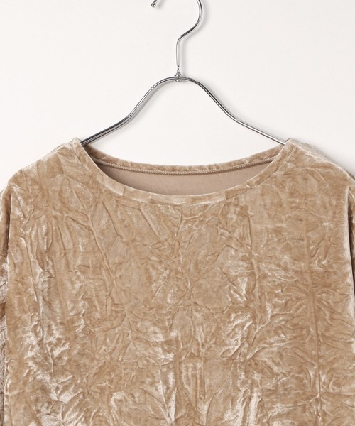 BAYFLOW（ベイフロー）の「[身体のラインを拾いすぎない]ベロアプルオーバーロングスリーブ（Tシャツ/カットソー・レディース・ブラック/ベージュ/グレー・FREE）」の9枚目の写真