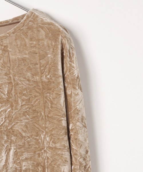 BAYFLOW（ベイフロー）の「[身体のラインを拾いすぎない]ベロアプルオーバーロングスリーブ（Tシャツ/カットソー・レディース・ブラック/ベージュ/グレー・FREE）」の8枚目の写真