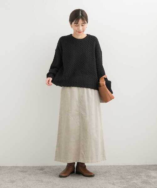 URBAN RESEARCH DOORS（アーバンリサーチドアーズ）の「ヘリンボーン柄ニットプルオーバー（ニット/セーター・レディース・ブラック/ライトベージュ・MEDIUM）」の16枚目の写真