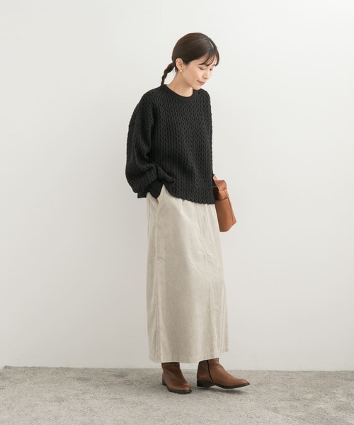 URBAN RESEARCH DOORS（アーバンリサーチドアーズ）の「ヘリンボーン柄ニットプルオーバー（ニット/セーター・レディース・ブラック/ライトベージュ・MEDIUM）」の18枚目の写真