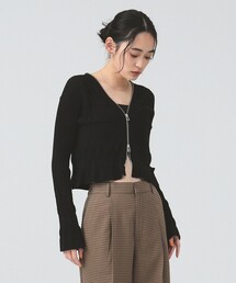 Ray BEAMS | クロップド ジップ Vネック カーディガン(カーディガン/ボレロ)