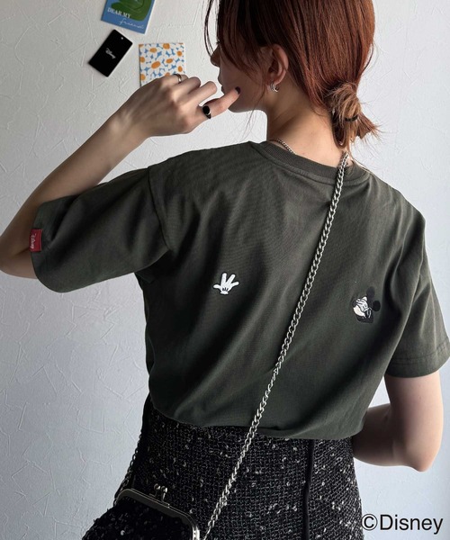 セール】綿100%大人可愛い♪バック「ディズニー」刺繍半袖T（Tシャツ