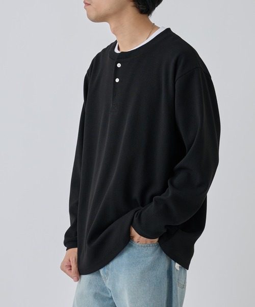 [即日発送]ヴェリテクール✖️Le minorダブルネーム　カットソー　新品 スウェットライクワッフルヘンリーネックプルオーバー（Tシャツ