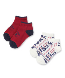 WASK（ワスク）の「カレッジロゴ＋ロゴ柄２Ｐショートソックス(15~24cm)（ソックス/靴下）」