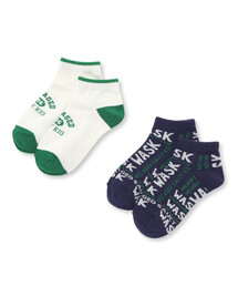 WASK（ワスク）の「カレッジロゴ＋ロゴ柄２Ｐショートソックス(15~24cm)（ソックス/靴下）」