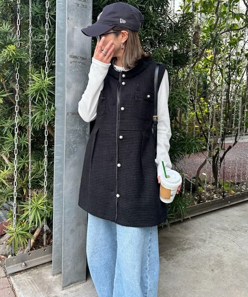 aquagarage(アクアガレージ)の「ツイードジレ(その他アウター・レディース・ブラック/アイボリー・L/M)」の15枚目の写真
