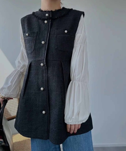aquagarage(アクアガレージ)の「ツイードジレ(その他アウター・レディース・ブラック/アイボリー・L/M)」の18枚目の写真