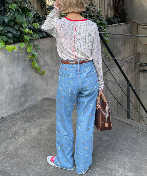 HELLO.SANFRANCISCO(ハローサンフランシスコ)の「【HELLO.SANFRANCISCO/ハローサンフランシスコ】小花柄ドッキングリブトップス(Tシャツ/カットソー・レディース・オフホワイト/イエロー・ONE SIZE)」の17枚目の写真