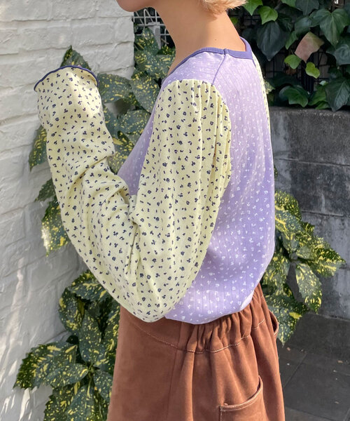 HELLO.SANFRANCISCO(ハローサンフランシスコ)の「【HELLO.SANFRANCISCO/ハローサンフランシスコ】小花柄ドッキングリブトップス(Tシャツ/カットソー・レディース・オフホワイト/イエロー・ONE SIZE)」の21枚目の写真