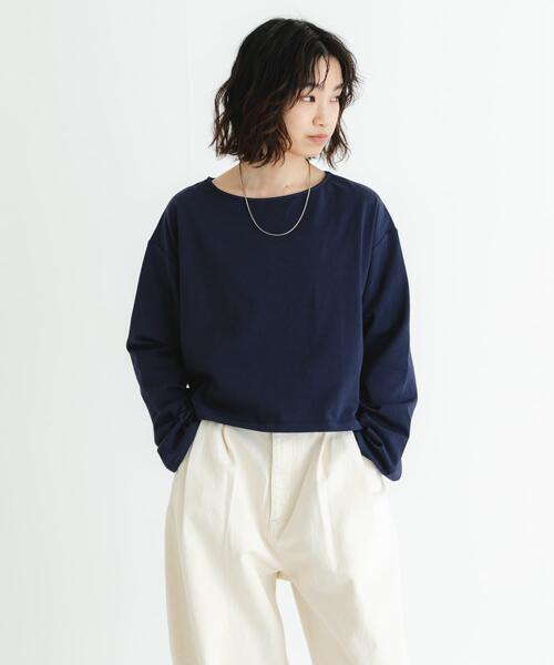 URBAN RESEARCH(アーバンリサーチ)の「ショート丈ロングスリーブTシャツ(Tシャツ/カットソー・レディース・その他2/ネイビー/オフホワイト/その他1・FREE)」の3枚目の写真