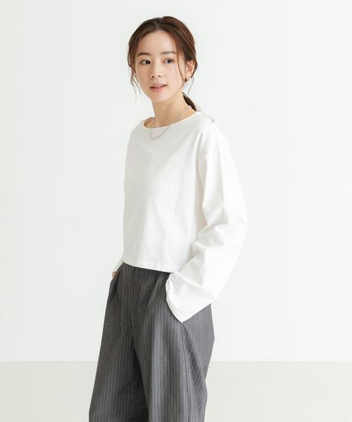 URBAN RESEARCH(アーバンリサーチ)の「ショート丈ロングスリーブTシャツ(Tシャツ/カットソー・レディース・その他2/ネイビー/オフホワイト/その他1・FREE)」の20枚目の写真