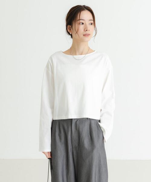 URBAN RESEARCH(アーバンリサーチ)の「ショート丈ロングスリーブTシャツ(Tシャツ/カットソー・レディース・その他2/ネイビー/オフホワイト/その他1・FREE)」の21枚目の写真