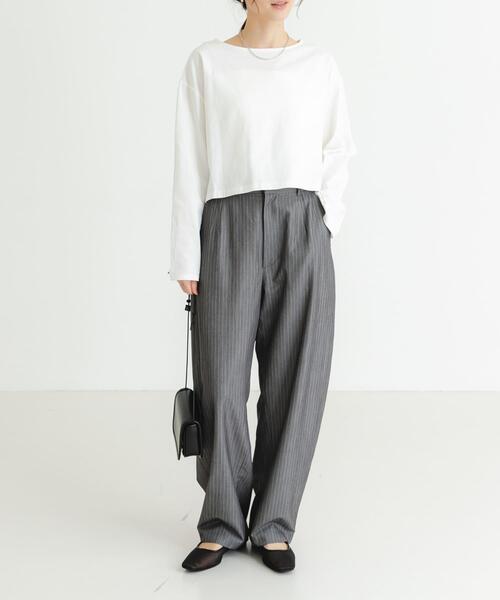 URBAN RESEARCH(アーバンリサーチ)の「ショート丈ロングスリーブTシャツ(Tシャツ/カットソー・レディース・その他2/ネイビー/オフホワイト/その他1・FREE)」の22枚目の写真