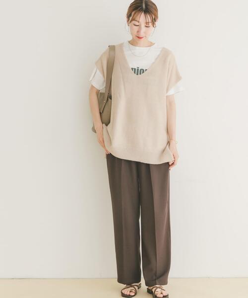 ITEMS URBANRESEARCH(アイテムズ アーバンリサーチ)の「アンゴラタッチユルVニットベスト(ニット/セーター・レディース・ネイビー/グレー/アイボリー・FREE)」の18枚目の写真