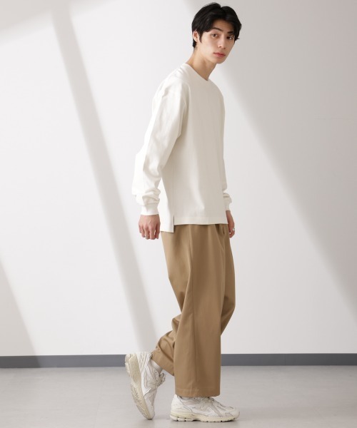 NANO universe（ナノユニバース）の「ヘビーオンスBigTシャツ 長袖（Tシャツ/カットソー・メンズ・ホワイト/ライトグレー/スミクロ・L/M）」の9枚目の写真