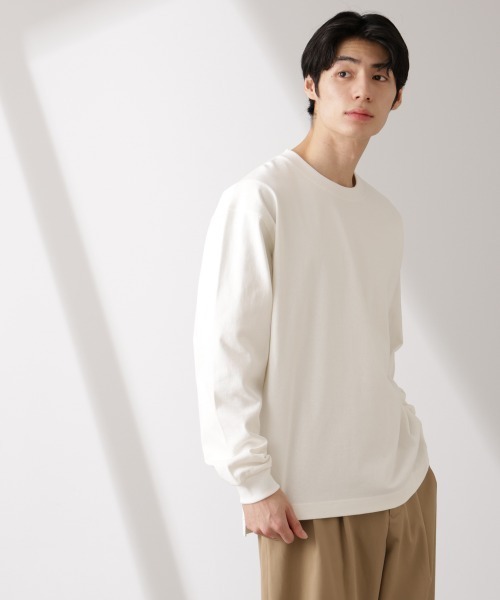 NANO universe（ナノユニバース）の「ヘビーオンスBigTシャツ 長袖（Tシャツ/カットソー・メンズ・ホワイト/ライトグレー/スミクロ・L/M）」の5枚目の写真