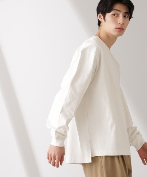 NANO universe（ナノユニバース）の「ヘビーオンスBigTシャツ 長袖（Tシャツ/カットソー・メンズ・ホワイト/ライトグレー/スミクロ・L/M）」の6枚目の写真