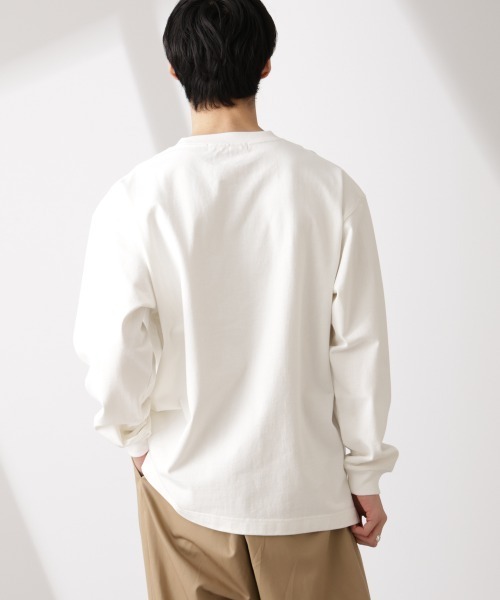 NANO universe（ナノユニバース）の「ヘビーオンスBigTシャツ 長袖（Tシャツ/カットソー・メンズ・ホワイト/ライトグレー/スミクロ・L/M）」の7枚目の写真