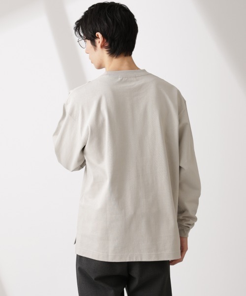 NANO universe（ナノユニバース）の「ヘビーオンスBigTシャツ 長袖（Tシャツ/カットソー・メンズ・ホワイト/ライトグレー/スミクロ・L/M）」の14枚目の写真