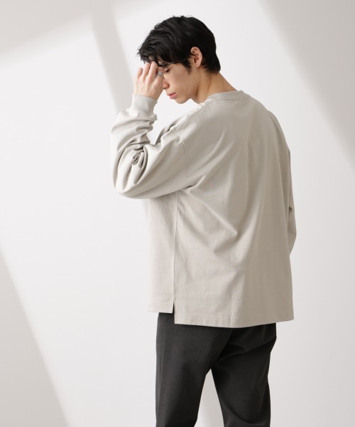 NANO universe（ナノユニバース）の「ヘビーオンスBigTシャツ 長袖（Tシャツ/カットソー・メンズ・ホワイト/ライトグレー/スミクロ・L/M）」の15枚目の写真