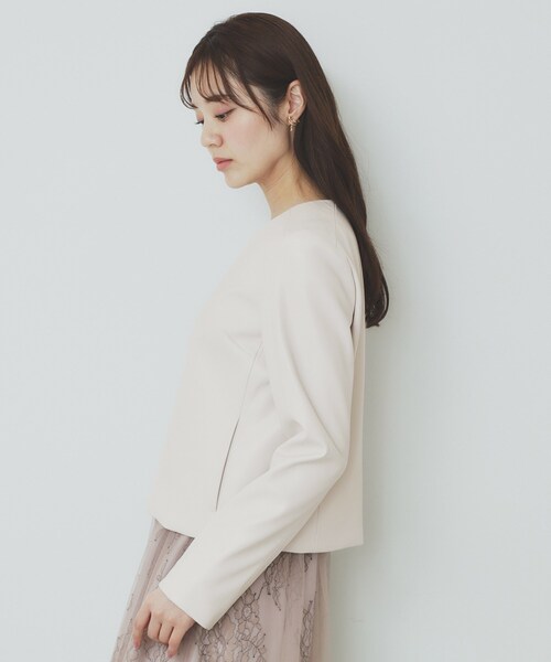 index（インデックス）の「シンセティックレザーブルゾン【洗える/ストレッチ】（ブルゾン・レディース・ナチュラル/ブラック・36/38/40/42）」の14枚目の写真