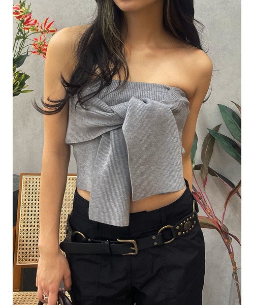 EVRIS（エヴリス）の「リボンニットベアビスチェ（キャミソール・レディース・レッド/グレー/ブラック・FREE）」の3枚目の写真