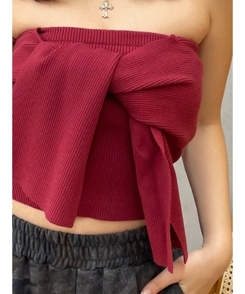 EVRIS（エヴリス）の「リボンニットベアビスチェ（キャミソール・レディース・レッド/グレー/ブラック・FREE）」の11枚目の写真