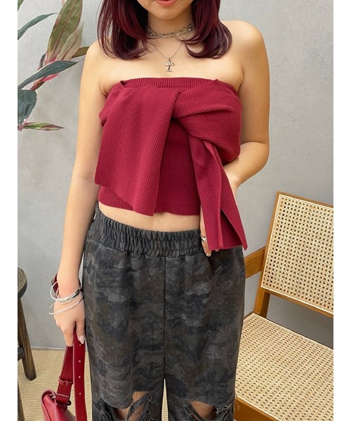 EVRIS（エヴリス）の「リボンニットベアビスチェ（キャミソール・レディース・レッド/グレー/ブラック・FREE）」の8枚目の写真