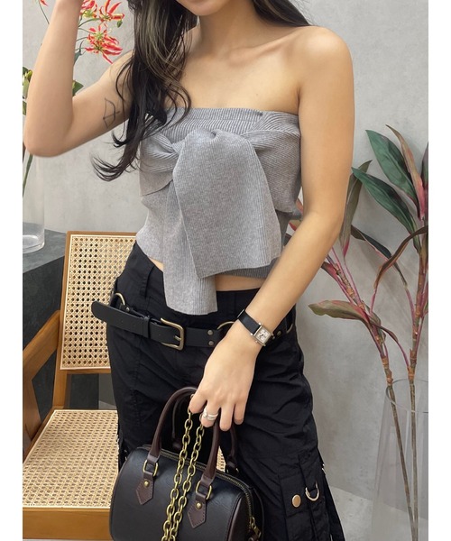 EVRIS（エヴリス）の「リボンニットベアビスチェ（キャミソール・レディース・レッド/グレー/ブラック・FREE）」の19枚目の写真