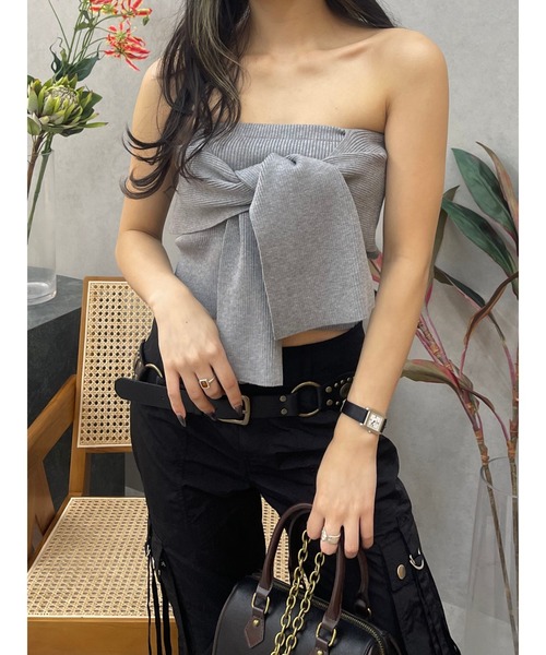 EVRIS（エヴリス）の「リボンニットベアビスチェ（キャミソール・レディース・レッド/グレー/ブラック・FREE）」の20枚目の写真