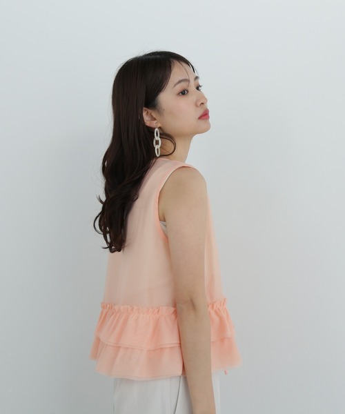 N.（N. Natural Beauty Basic）（エヌエヌナチュラルビューティーベーシック）の「フリルレイヤードジレ（ベスト・レディース・オフホワイト/ブラック/サーモンピンク・MEDIUM）」の21枚目の写真