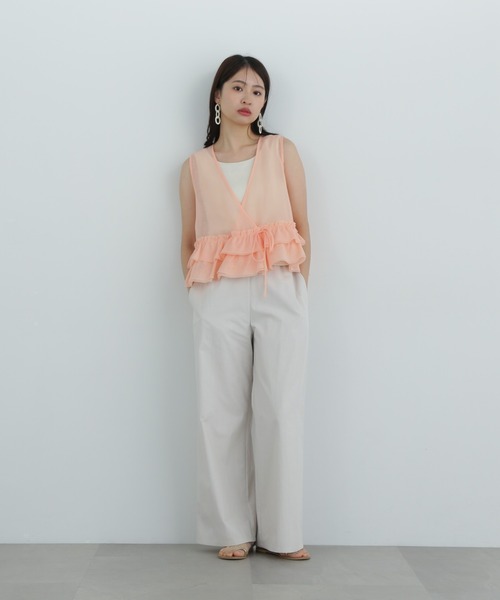 N.（N. Natural Beauty Basic）（エヌエヌナチュラルビューティーベーシック）の「フリルレイヤードジレ（ベスト・レディース・オフホワイト/ブラック/サーモンピンク・MEDIUM）」の22枚目の写真