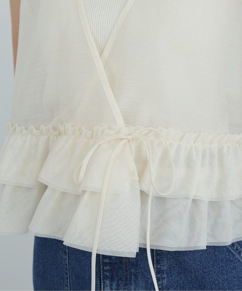 N.（N. Natural Beauty Basic）（エヌエヌナチュラルビューティーベーシック）の「フリルレイヤードジレ（ベスト・レディース・オフホワイト/ブラック/サーモンピンク・MEDIUM）」の13枚目の写真