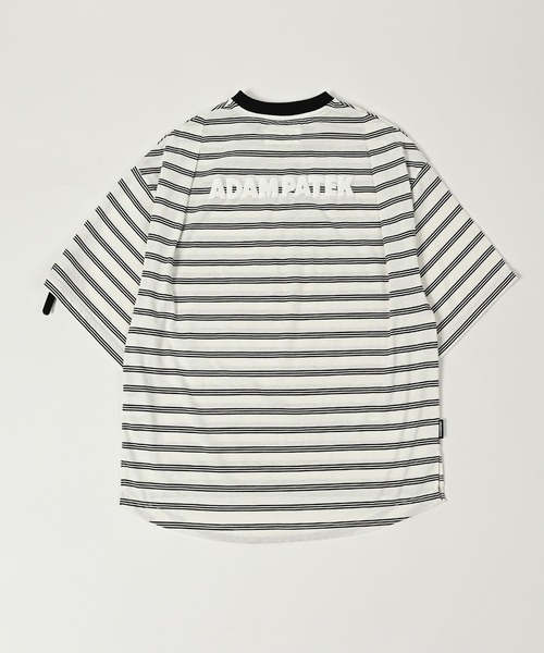 ADAM PATEK(アダムパテック)の「ADAMPATEK/rounded border short sleeve T/プリント入りラウンドボーダーTシャツ(Tシャツ/カットソー・メンズ・ブラック/ホワイト・1/2)」の3枚目の写真