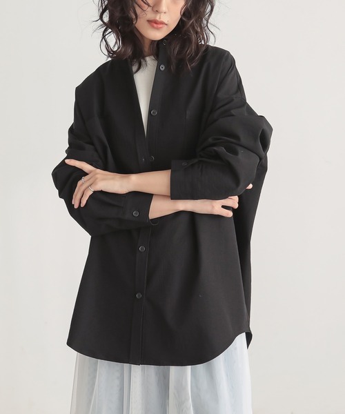 for/c(フォーシー)の「速乾ルーズバンドカラーシャツ【サスティナブル】(シャツ/ブラウス・レディース・ブラック/アイボリー・L/M)」の11枚目の写真