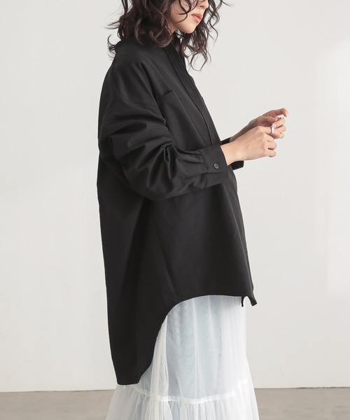for/c(フォーシー)の「速乾ルーズバンドカラーシャツ【サスティナブル】(シャツ/ブラウス・レディース・ブラック/アイボリー・L/M)」の12枚目の写真