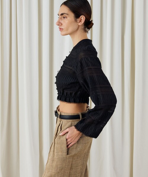 セール】ブリックジャカード クロップドブラウス（シャツ/ブラウス