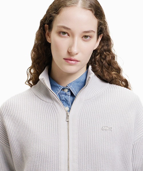 LACOSTE（ラコステ）の「ジップアップローゲージニットブルゾン（カーディガン/ボレロ・レディース・ホワイト/ベージュ/ライトグレー・40/38/36/34）」の6枚目の写真