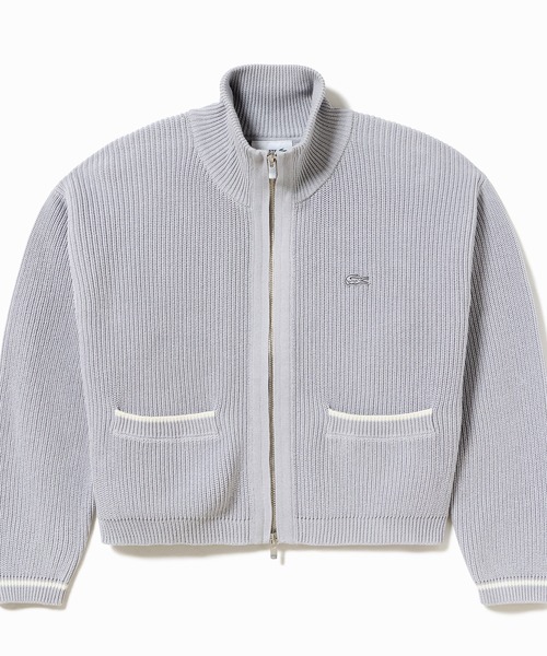 LACOSTE（ラコステ）の「ジップアップローゲージニットブルゾン（カーディガン/ボレロ・レディース・ホワイト/ベージュ/ライトグレー・40/38/36/34）」の5枚目の写真