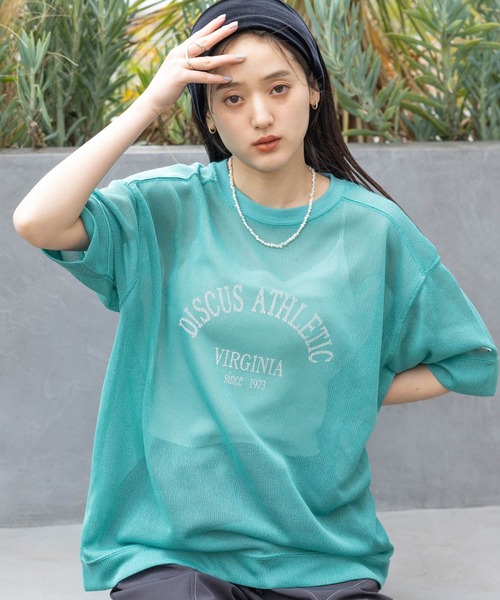 DISCUS ATHLETIC（ディスカス　アスレチック）の「DISCUS/ディスカス カレッジシアールーズTシャツ（Tシャツ/カットソー・レディース・オフホワイト/ブラック/グリーン/ブルー・FREE）」の3枚目の写真
