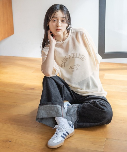 DISCUS ATHLETIC（ディスカス　アスレチック）の「DISCUS/ディスカス カレッジシアールーズTシャツ（Tシャツ/カットソー・レディース・オフホワイト/ブラック/グリーン/ブルー・FREE）」の5枚目の写真