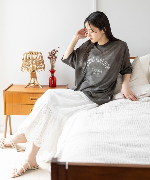 DISCUS ATHLETIC（ディスカス　アスレチック）の「DISCUS/ディスカス カレッジシアールーズTシャツ（Tシャツ/カットソー・レディース・オフホワイト/ブラック/グリーン/ブルー・FREE）」の10枚目の写真