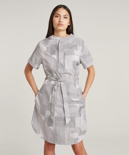 ワンピース herlipto Gathered Bicolor Dress セール】BELTED DRESS SIDE SLITS/オリジナルジオメトリックロゴ