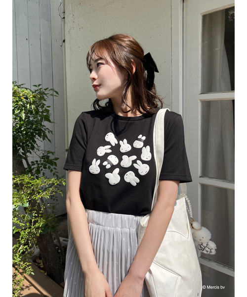 MIIA(ミーア)の「miffy バイカラープリントTシャツ(Tシャツ/カットソー・レディース・ブラック/オフホワイト・FREE)」の3枚目の写真