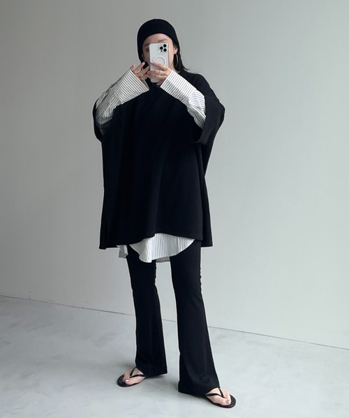 soft touch lib flare pants / ソフトタッチリブフレアパンツ