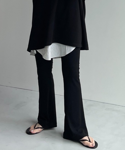 wee9s（ウィークス）の「soft touch lib flare pants / ソフトタッチリブフレアパンツ（スウェットパンツ・レディース・ブラック/ピンク・LONG/FREE）」の13枚目の写真