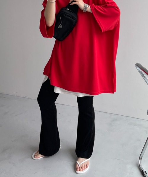 wee9s（ウィークス）の「soft touch lib flare pants / ソフトタッチリブフレアパンツ（スウェットパンツ・レディース・ブラック/ピンク・LONG/FREE）」の15枚目の写真