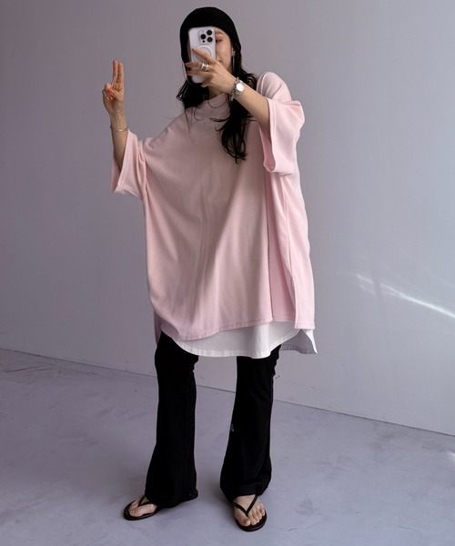 wee9s（ウィークス）の「soft touch lib flare pants / ソフトタッチリブフレアパンツ（スウェットパンツ・レディース・ブラック/ピンク・LONG/FREE）」の21枚目の写真