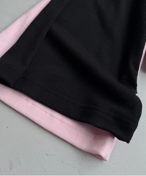 wee9s（ウィークス）の「soft touch lib flare pants / ソフトタッチリブフレアパンツ（スウェットパンツ・レディース・ブラック/ピンク・LONG/FREE）」の7枚目の写真