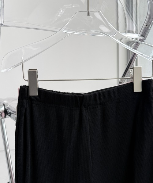 wee9s（ウィークス）の「soft touch lib flare pants / ソフトタッチリブフレアパンツ（スウェットパンツ・レディース・ブラック/ピンク・LONG/FREE）」の8枚目の写真